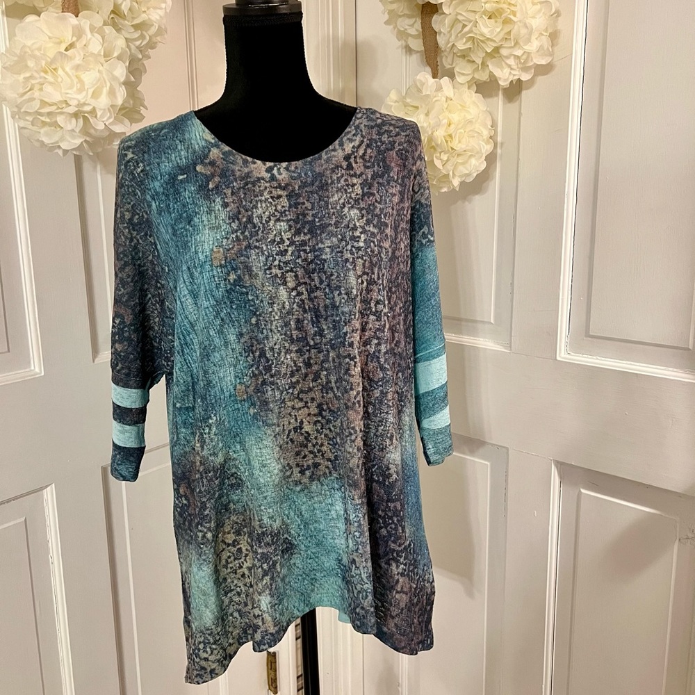 Jess & Jane Turquoise Multi Color Tunic - Picture 5 of 8